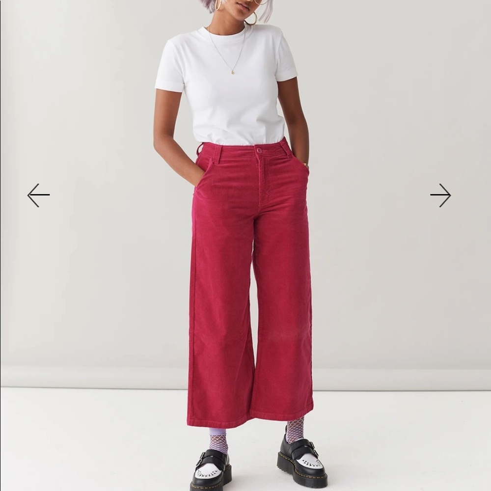 #LazyOaf bright pink flare corduroys.